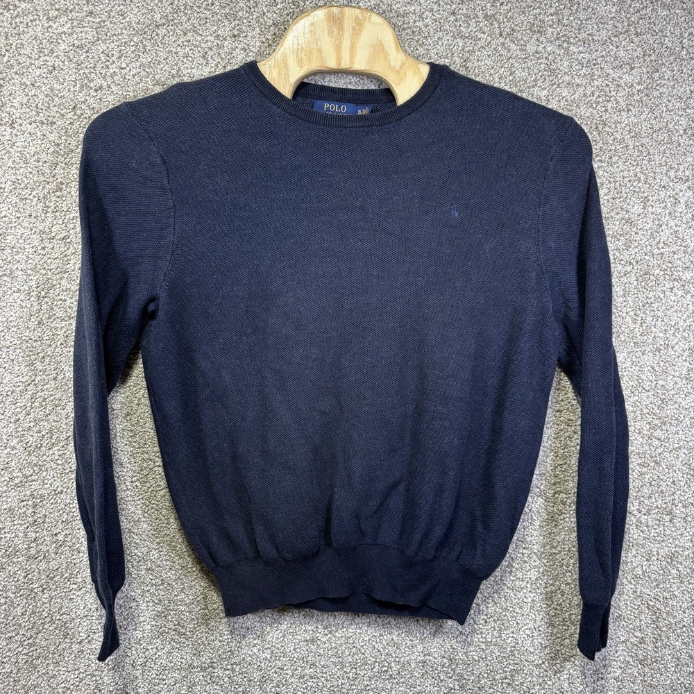 Polo Ralph Lauren Sweater Mens XL Blue Pima Cotton Crewneck Knit Pullover